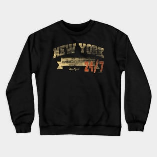 New York Open 24/7 Distressed Retro print Crewneck Sweatshirt